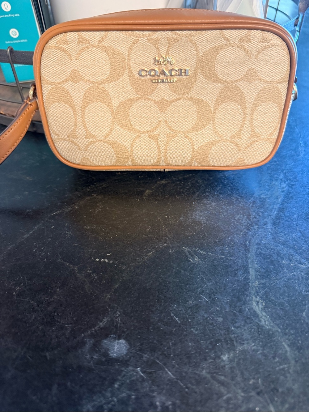 NWOT Coach Tan and Beige Signature Canvas Mini  Bag